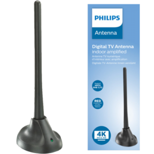 Philips SDV5100/12 Εσωτερική Κεραία Τηλεόρασης (απαιτεί τροφοδοσία) σε Μαύρο Χρώμα Σύνδεση με Ομοαξονικό (Coaxial) Καλώδιο