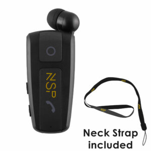 NSP BLUETOOTH BN221 RETRACTABLE CLIP ON HEADSET V5.3 (2 ΣΥΣΚΕΥΩΝ) VIBRATION + ANTI-LOST + STRAP BLACK